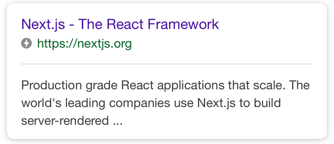 Next.js Google search result